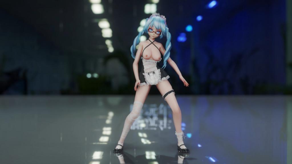 MMD58白丝眼镜女仆mikuKDA